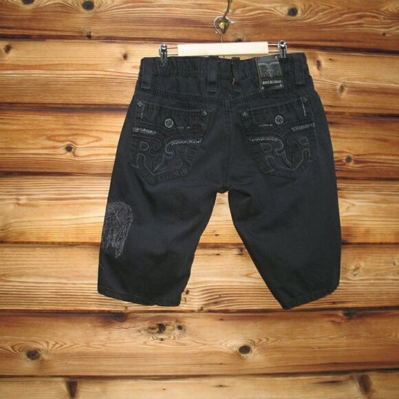 Rock Revival Mens Distressed Wing Embroidered Shorts - Picture 5 of 14